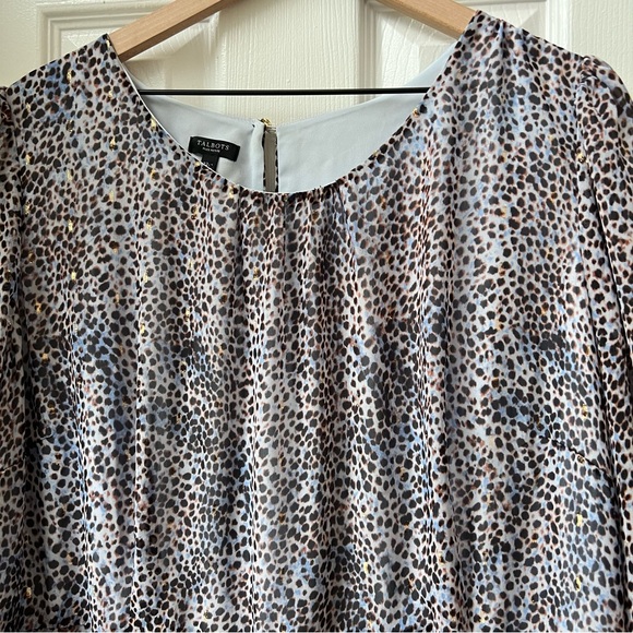 Talbots Long Sleeve Blue Leopard Print Dress 22W Petite - Picture 4 of 9